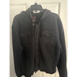 Hawk‎ Men's Dark Charcoal Heathered Fleece Lined Hooded Jacket XXL